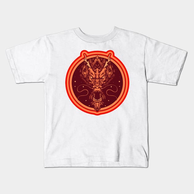 Dragon Head Kids T-Shirt by phsycartwork